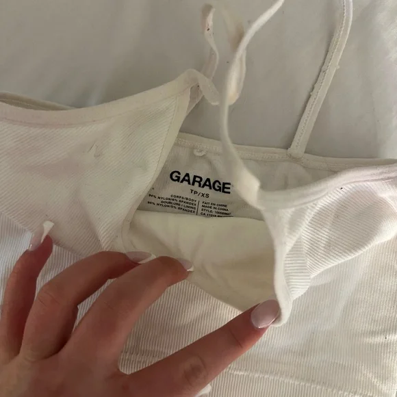 Garage White Ribbed Crop Top - Picture 2 of 2